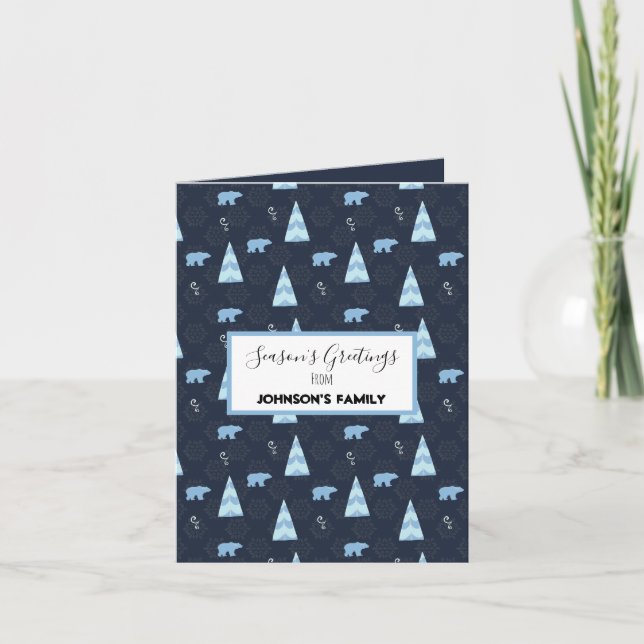 Cartão De Festividades Saudações da temporada como os ursos polares padrã (Frente)