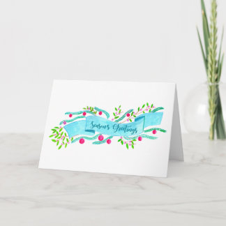 Cartão De Festividades Saudações da temporada, faixa de natal de aquarela