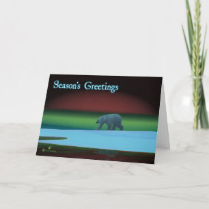 Cartão De Festividades Saudações da temporada - Luzes polares Urso Polar
