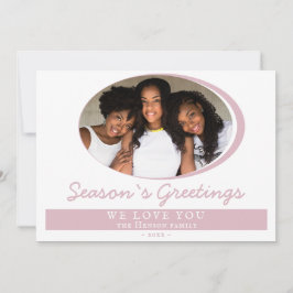 Cartão De Festividades Saudações da Temporada Rosa Moderno Script Foto