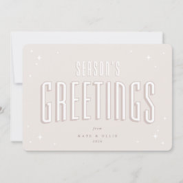 Cartão De Festividades Saudações da temporada rosa pálida Estrelas retróg