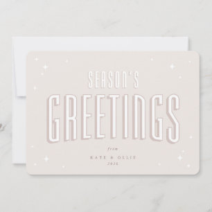 Cartão De Festividades Saudações da temporada rosa pálida Estrelas retróg