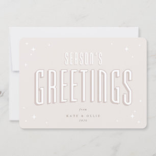 Cartão De Festividades Saudações da temporada rosa pálida Estrelas retróg
