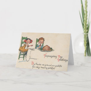 Cartão De Festividades Saudações de Ação de Graças Vintage