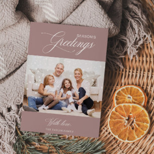 Cartão De Festividades Saudações de Caligrafia Branca Rosa