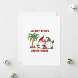 Cartão De Festividades Saudações de Férias, Beijos Gnomies em um 