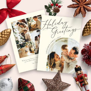 Cartão De Festividades Saudações de Férias Família Cinco Foto Natal