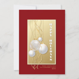 Cartão De Festividades Saudações de Férias Vermelho e Dourado com Nome Pe