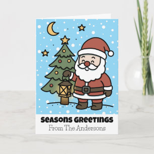 Cartão De Festividades Saudações de Fim de Ano com Papai Noel 