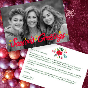 CARTÃO DE FESTIVIDADES SAUDAÇÕES DE FIM DE ANO FOTO PERSONALIZADA DESENHA
