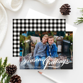 Cartão De Festividades Saudações de Fim de Ano Foto Script Xadrez Buffalo