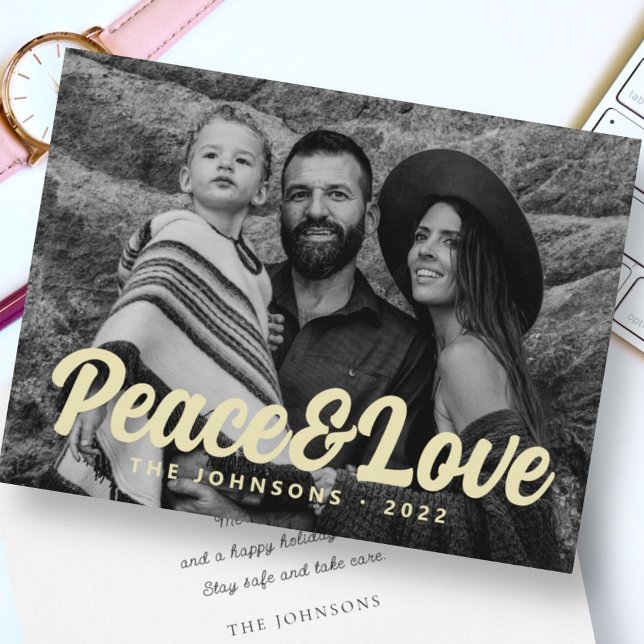 Cartão De Festividades Saudações de Foto de Família em Letra Cursiva Simp (Criador carregado)