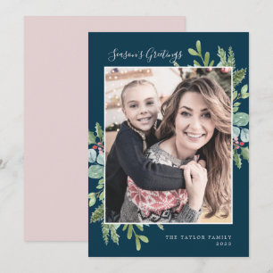 Cartão De Festividades Saudações de Greenery Season Foto do Marinho