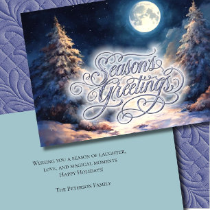 Cartão De Festividades Saudações de Moonlit Snowy Winter