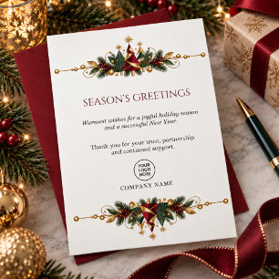 Cartão De Festividades Saudações de Natal Corporativas Elegantes