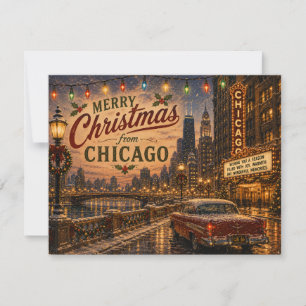 Cartão De Festividades Saudações de Natal da Silhueta de Chicago