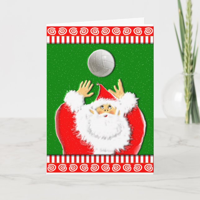 Cartão De Festividades Saudações de Natal de Volei (Frente)