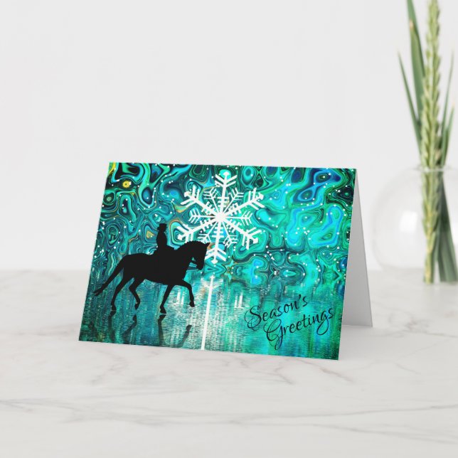 Cartão De Festividades Saudações de Natal do Cavalo de Dressage (Frente)