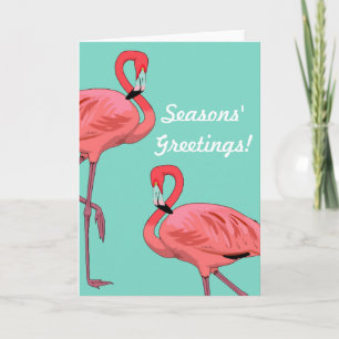 Cartão De Festividades Saudações de Natal do Flamingo Rosa