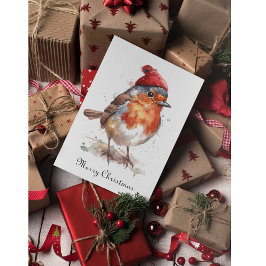 Cartão De Festividades Saudações de Natal e Viagens do Robin Inglês