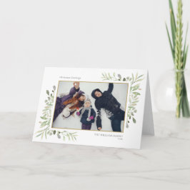 Cartão De Festividades Saudações de Natal Foto Moderna Elegante Folhagem