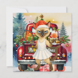 Cartão De Festividades Saudações de Natal para amantes de gatos