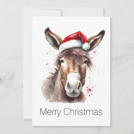 Cartão De Festividades Saudações de Natal Western Merry Donkey