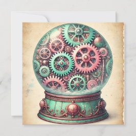 Cartão De Festividades Saudações de Papel de Natal Steampunk Pastel no Gl