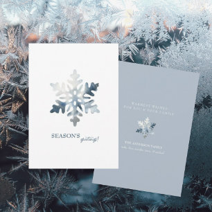 Cartão De Festividades Saudações de Snowflake Season Simples Icy Blue