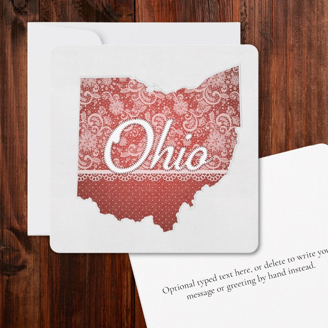 Cartão De Festividades Saudações do Ohio Stittittitch Look Christmas (Ohio greeting card with a homemade, stitched look shares local wishes for Christmas or any season.)