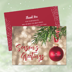 Cartão De Festividades Saudações do Red Ornament Business Season Obrigado