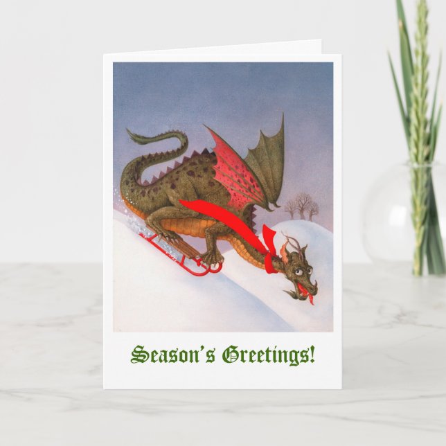 Cartão De Festividades Saudações do Sleding Dragon Season (Frente)