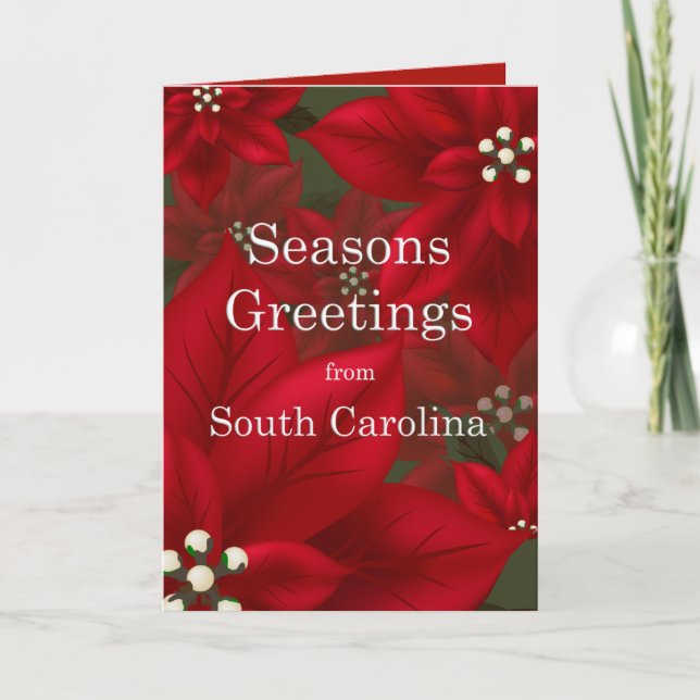 Cartão De Festividades Saudações do South Carolina Poinsettia Seasons (Frente)
