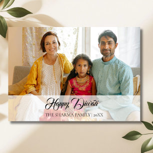 Cartão De Festividades Saudações Elegantes de Diwali Feliz com Foto