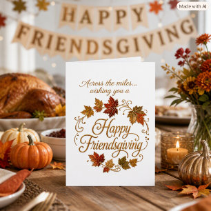 Cartão De Festividades Saudações Elegantes de Friendsgiving a Distância