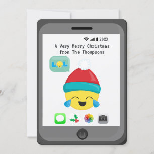 Cartão De Festividades Saudações Feliz Natal com tema de Emoji