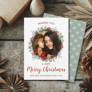 Cartão De Festividades Saudações Festivas Feliz Natal Wreath Foto Ho