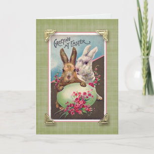 Cartão De Festividades Saudações na Reprodução da Páscoa Vintage