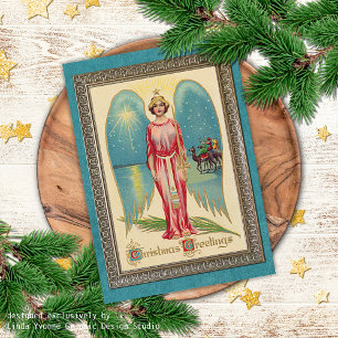 Cartão De Festividades Saudações personalizadas de Natal vintage e antigo