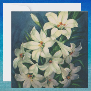 Cartão De Festividades Saudações Religiosas à Páscoa, Lily Flowers