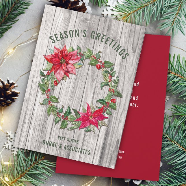 Cartão De Festividades Saudações Rustic Business Season Personalizadas (Rustic Business Season's Greetings Personalized Holiday Card)