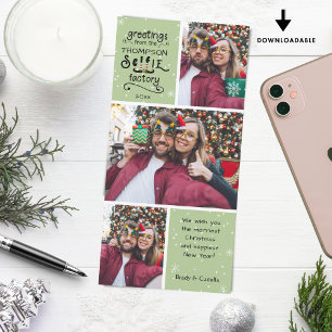 Cartão De Festividades Saudações sELFie, Neve no Verde, 3 Fotos