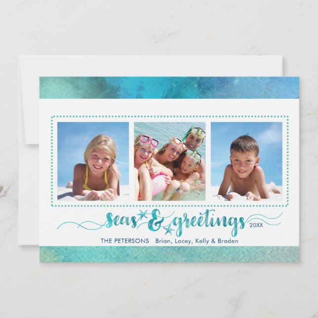 Cartão De Festividades Saudações Tropicais do SEAson, Opção de Escrita Ma (Frente)