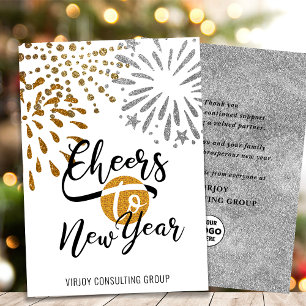 Cartão De Festividades Saúde Ano Novo Fogos Festivos Modernos Negócios