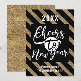 Cartão De Festividades Saúde Ao Ano Novo Caligrafia Moderna Festiva Doura