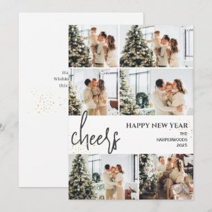 Cartão De Festividades Saúde Festiva Colagem de Fotos de Ano Novo Elega