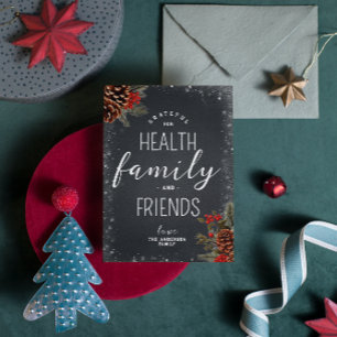 Cartão De Festividades Saúde Grata Família Amigos Tipografia Natal