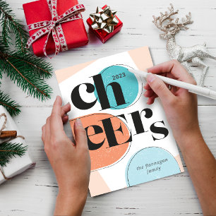 Cartão De Festividades Saúde Novo Ano Brilhante Padrão Colorido