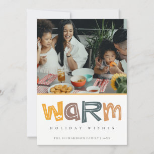 Cartão De Festividades Scandi Amarelo Cinza Foto Boas Festas de Natal