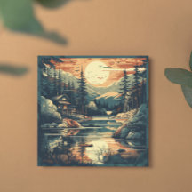 Scandinávia Retro Art Mountain Home